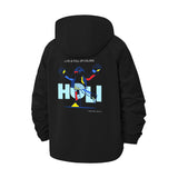 Geometric Holi Festival Unisex Full-Zip Printed Waterproof Hooded Windbreaker