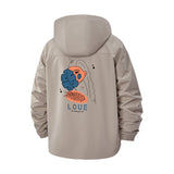 Abstract Face and Leaf Unisex Full-Zip Printed Waterproof Hooded Windbreaker