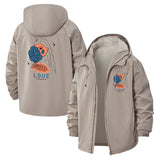 Abstract Face and Leaf Unisex Full-Zip Printed Waterproof Hooded Windbreaker