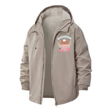 Cute Dessert Cat Unisex Full-Zip Printed Waterproof Hooded Windbreaker