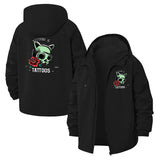 Kitten Skull and Rose Unisex Full-Zip Printed Waterproof Hooded Windbreaker