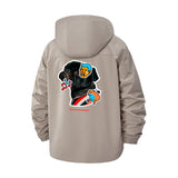 Dramatic Dog Theater Unisex Full-Zip Printed Waterproof Hooded Windbreaker