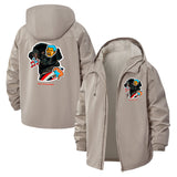 Dramatic Dog Theater Unisex Full-Zip Printed Waterproof Hooded Windbreaker