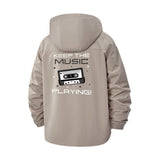 Cassette Tape Keep the Music Playing Unisex Full-Zip Printed Waterproof Hooded Windbreaker