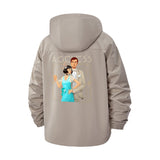Art Deco Couple Unisex Full-Zip Printed Waterproof Hooded Windbreaker
