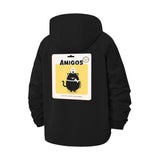 Amigos Cartoon Cat Unisex Full-Zip Printed Waterproof Hooded Windbreaker