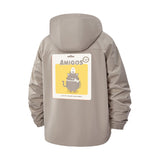 Amigos Cartoon Cat Unisex Full-Zip Printed Waterproof Hooded Windbreaker