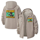 Feline Pawsome Unisex Full-Zip Printed Waterproof Hooded Windbreaker