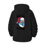 Santa Mask Xmas Time Unisex Full-Zip Printed Waterproof Hooded Windbreaker