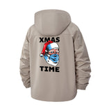 Santa Mask Xmas Time Unisex Full-Zip Printed Waterproof Hooded Windbreaker