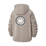 Minimal Circular Crest Unisex Full-Zip Printed Waterproof Hooded Windbreaker