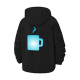 Steaming Coffee Mug Unisex Full-Zip Printed Waterproof Hooded Windbreaker