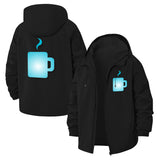 Steaming Coffee Mug Unisex Full-Zip Printed Waterproof Hooded Windbreaker