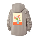 Modern Tulip Vase Unisex Full-Zip Printed Waterproof Hooded Windbreaker