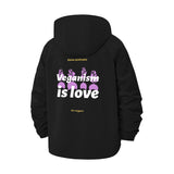 Veganism Is Love Unisex Full-Zip Printed Waterproof Hooded Windbreaker
