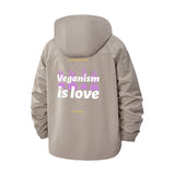 Veganism Is Love Unisex Full-Zip Printed Waterproof Hooded Windbreaker
