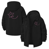 Cute Smiling Star Unisex Full-Zip Printed Waterproof Hooded Windbreaker