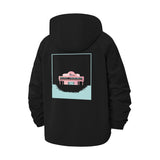 Vaporwave Diner Unisex Full-Zip Printed Waterproof Hooded Windbreaker