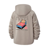 Cute Sleeping Cat Unisex Full-Zip Printed Waterproof Hooded Windbreaker