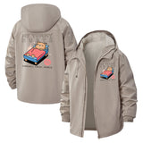 Cute Sleeping Cat Unisex Full-Zip Printed Waterproof Hooded Windbreaker