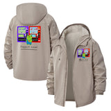 Cartoon Frog Vending Machine Unisex Full-Zip Printed Waterproof Hooded Windbreaker