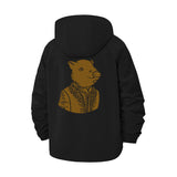 Dapper Pig Portrait Unisex Full-Zip Printed Waterproof Hooded Windbreaker