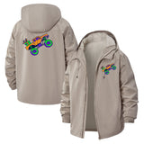 Monster Truck Unisex Full-Zip Printed Waterproof Hooded Windbreaker
