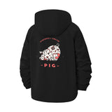 Pig Motif Unisex Full-Zip Printed Waterproof Hooded Windbreaker