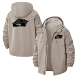 Pie Slice Graphic Unisex Full-Zip Printed Waterproof Hooded Windbreaker