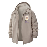 Cozy Winter Cabin Unisex Full-Zip Printed Waterproof Hooded Windbreaker