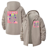 Manga Character Poster Unisex Full-Zip Printed Waterproof Hooded Windbreaker