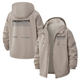 Typographic Unisex Full-Zip Printed Waterproof Hooded Windbreaker