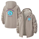 Retro Happy Face Unisex Full-Zip Printed Waterproof Hooded Windbreaker