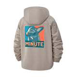 Wait a Minute Animal Unisex Full-Zip Printed Waterproof Hooded Windbreaker
