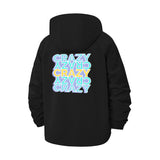 Bold Typographic Crazy Unisex Full-Zip Printed Waterproof Hooded Windbreaker