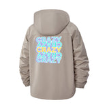 Bold Typographic Crazy Unisex Full-Zip Printed Waterproof Hooded Windbreaker