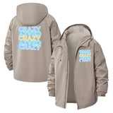 Bold Typographic Crazy Unisex Full-Zip Printed Waterproof Hooded Windbreaker