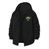 Retro Grid Graphic Unisex Full-Zip Printed Waterproof Hooded Windbreaker