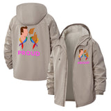 LGBTQ+ Pride Couple Unisex Full-Zip Printed Waterproof Hooded Windbreaker
