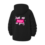 Just as Human Unisex Full-Zip Printed Waterproof Hooded Windbreaker