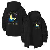 Sleep Tight Stay Woke Unisex Full-Zip Printed Waterproof Hooded Windbreaker