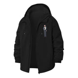 Business Cartoon Character Unisex Full-Zip Printed Waterproof Hooded Windbreaker