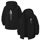 Business Cartoon Character Unisex Full-Zip Printed Waterproof Hooded Windbreaker