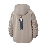 Business Cartoon Character Unisex Full-Zip Printed Waterproof Hooded Windbreaker
