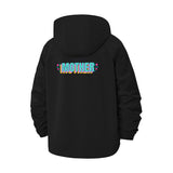 Playful Typographic Unisex Full-Zip Printed Waterproof Hooded Windbreaker