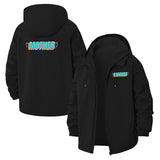 Playful Typographic Unisex Full-Zip Printed Waterproof Hooded Windbreaker