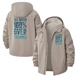 Overthinking Quote Unisex Full-Zip Printed Waterproof Hooded Windbreaker