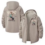 Music Lover Unisex Full-Zip Printed Waterproof Hooded Windbreaker