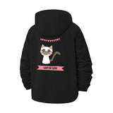 Cartoon Cat Lady Unisex Full-Zip Printed Waterproof Hooded Windbreaker