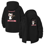 Cartoon Cat Lady Unisex Full-Zip Printed Waterproof Hooded Windbreaker